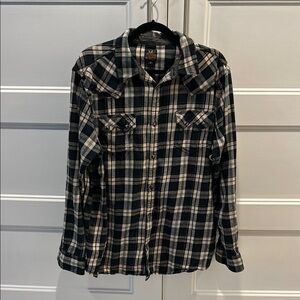 Plaid Flannel Western Button-Up Shirt